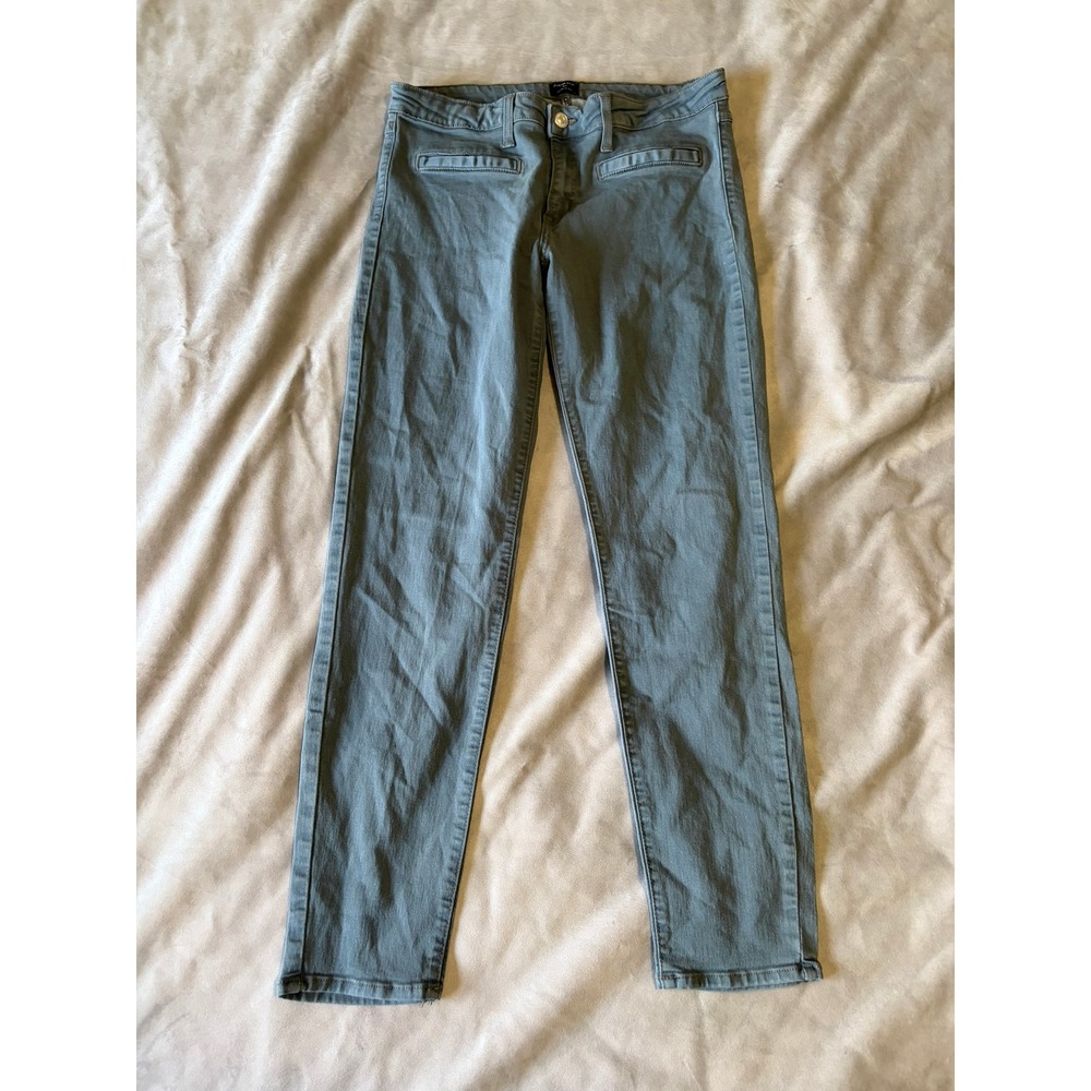 Just Black Denim Skinny Jeans Sage Green Grey Made in USA Size 31 Stretch Slim